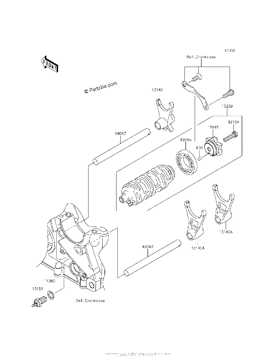 Diagrama de GEAR CHANGE DRUM SHIFT FORK S