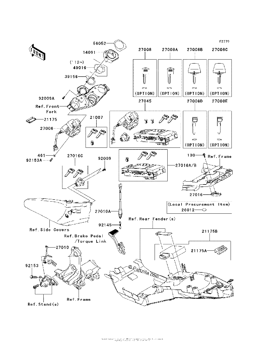 Diagrama de IGNITION SWITCH LOCKS REFLECTORS