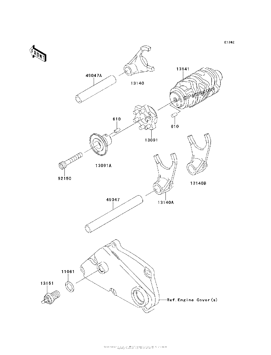 Diagrama de GEAR CHANGE DRUM SHIFT FORK S