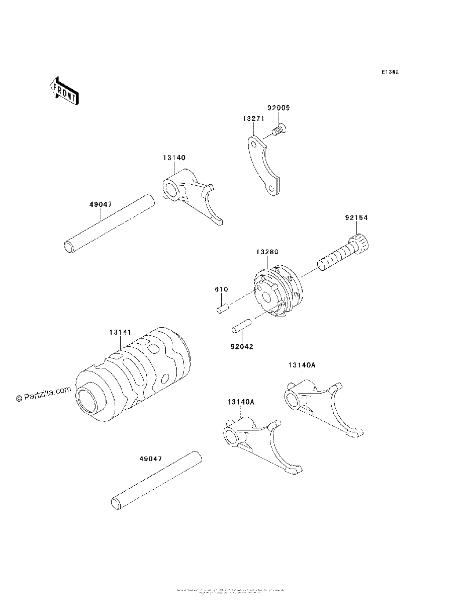Diagrama de GEAR CHANGE DRUM SHIFT FORK S