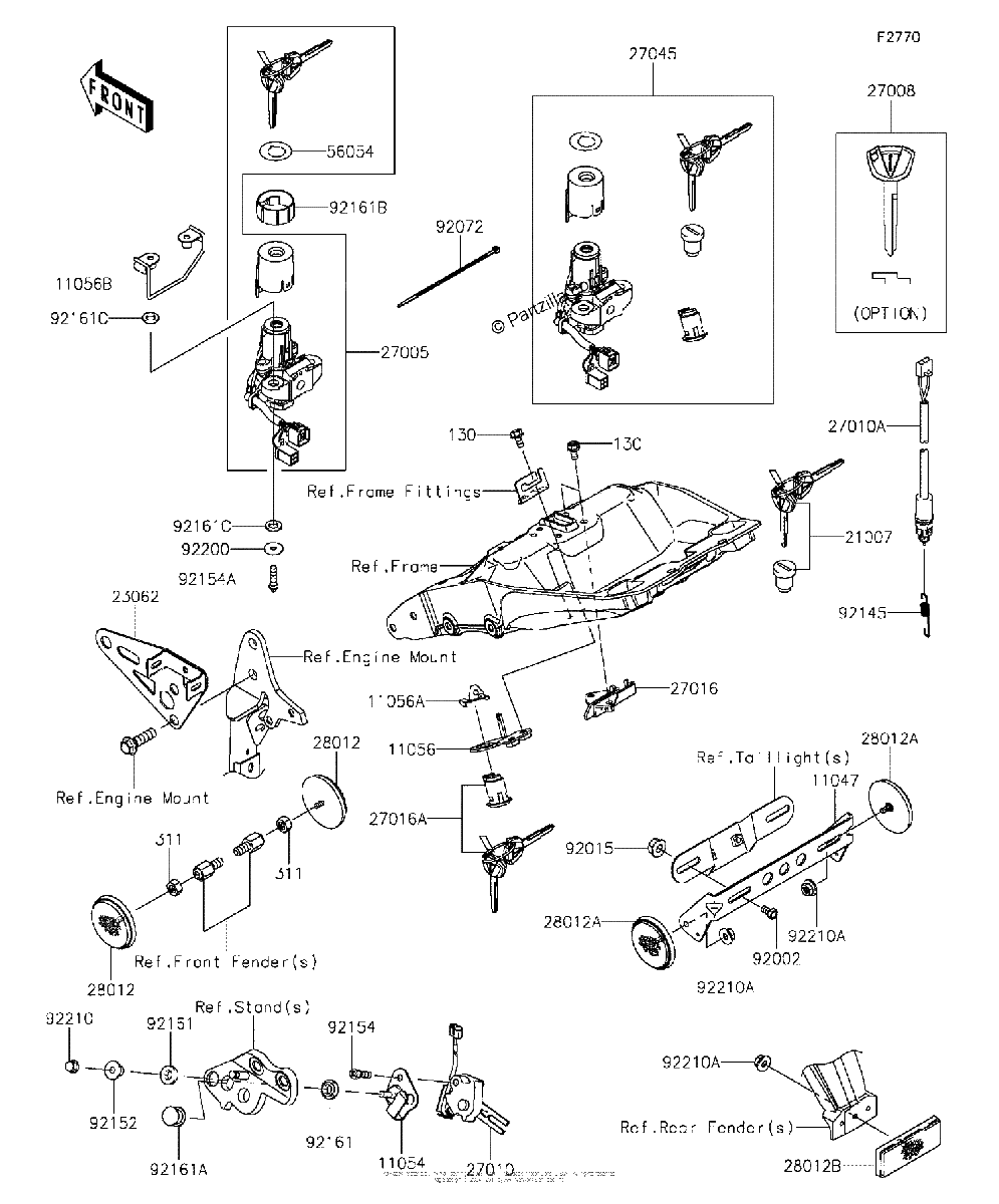 Diagrama de IGNITION SWITCH LOCKS REFLECTORS
