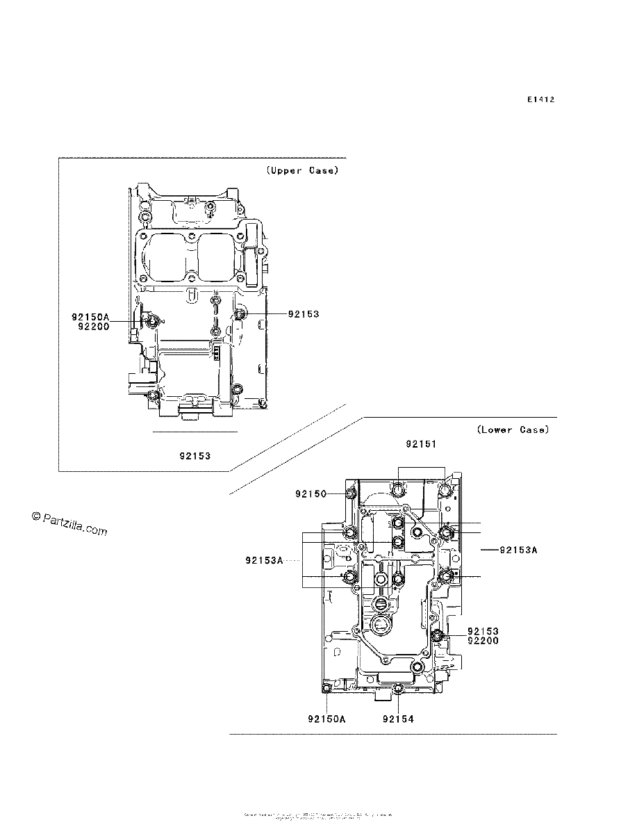 Diagrama de CRANKCASE BOLT PATTERN