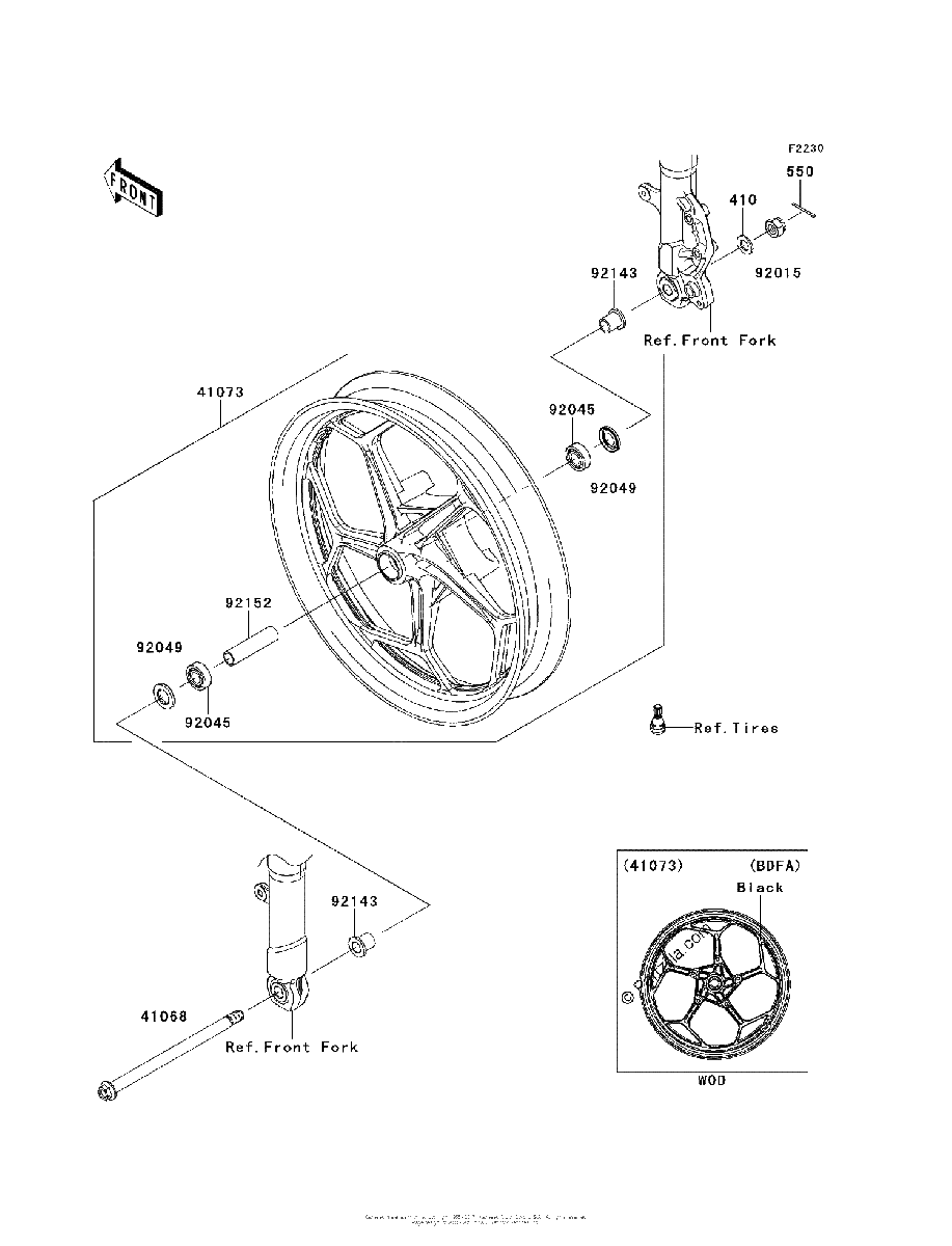 Diagrama de FRONT WHEEL BDF BEF