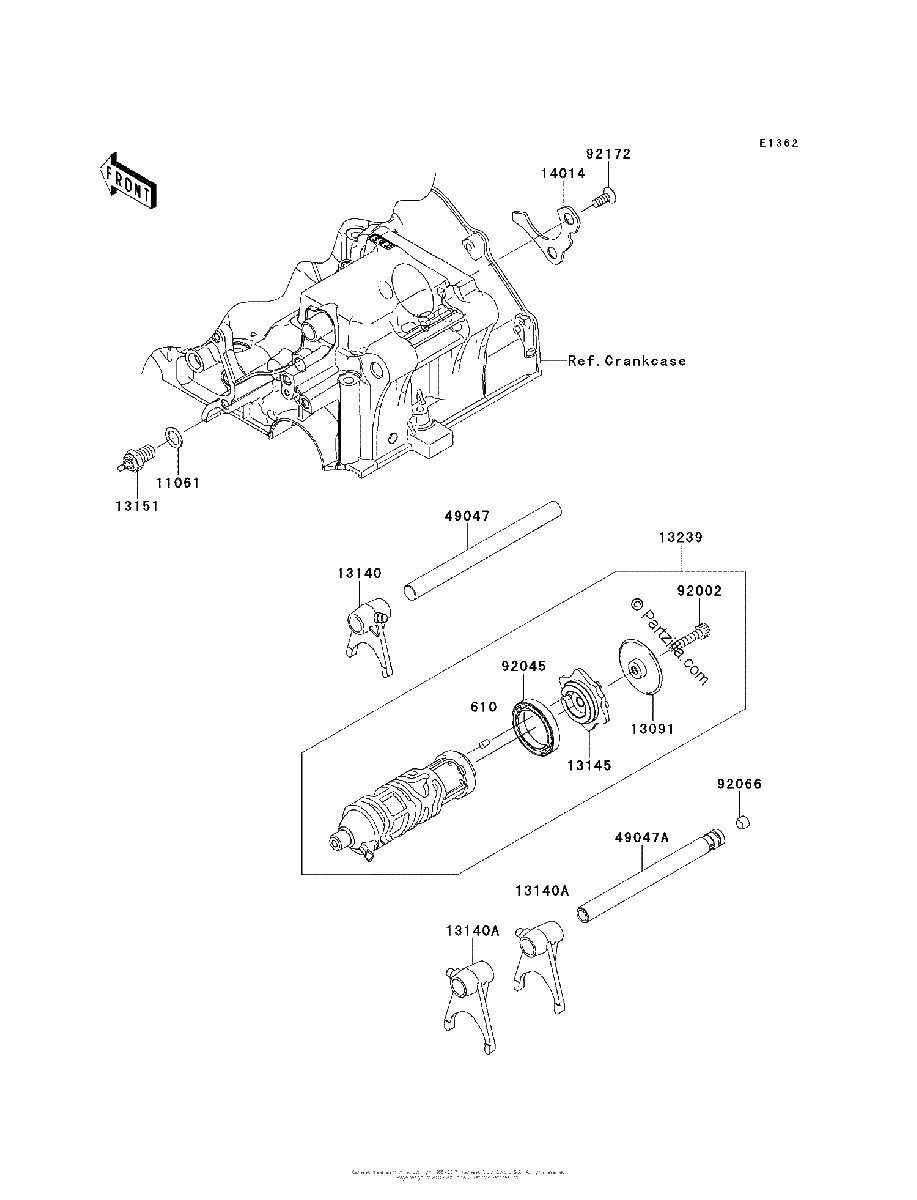 Diagrama de GEAR CHANGE DRUM SHIFT FORK S