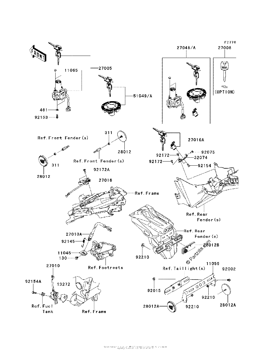 Diagrama de IGNITION SWITCH LOCKS REFLECTORS