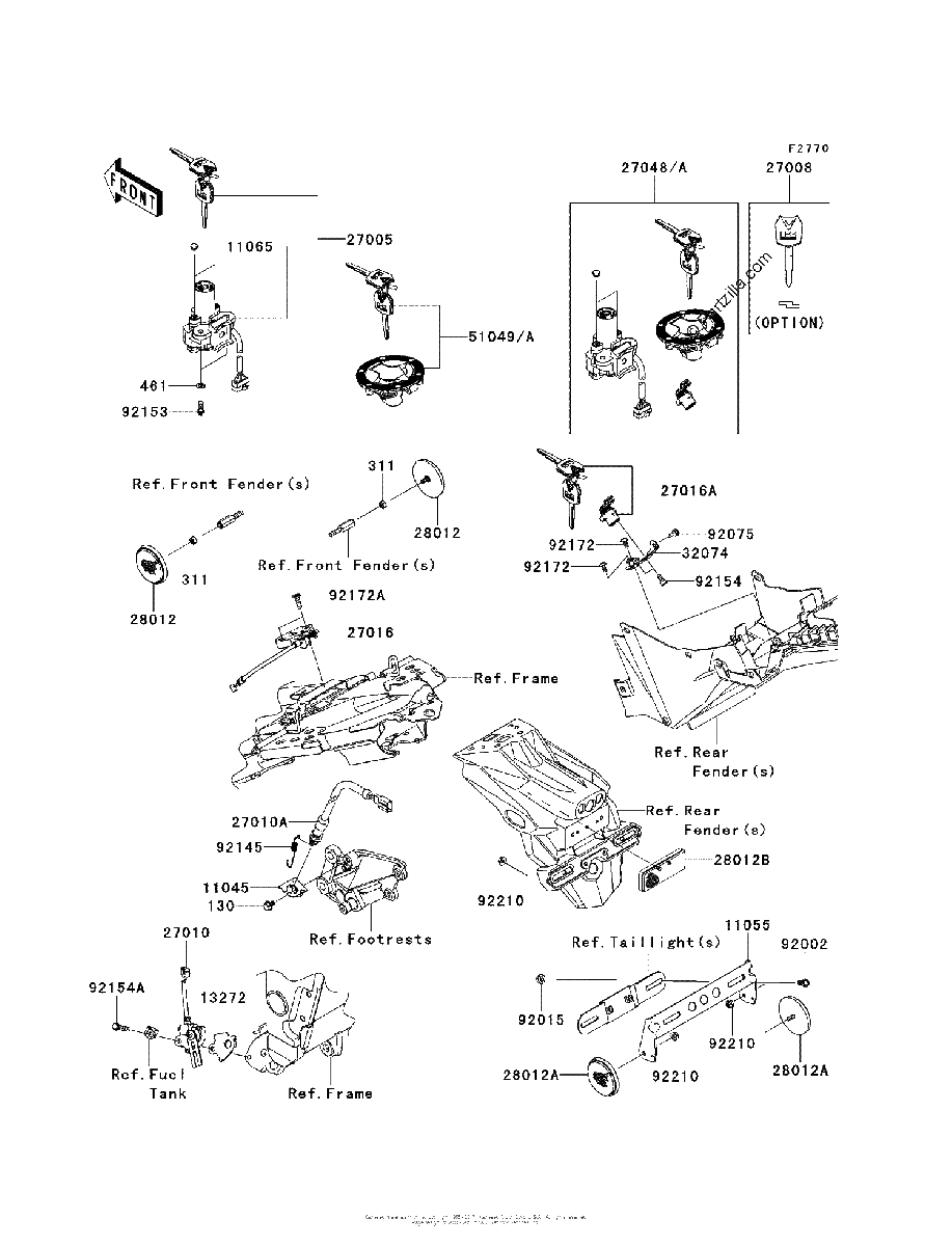 Diagrama de IGNITION SWITCH LOCKS REFLECTORS