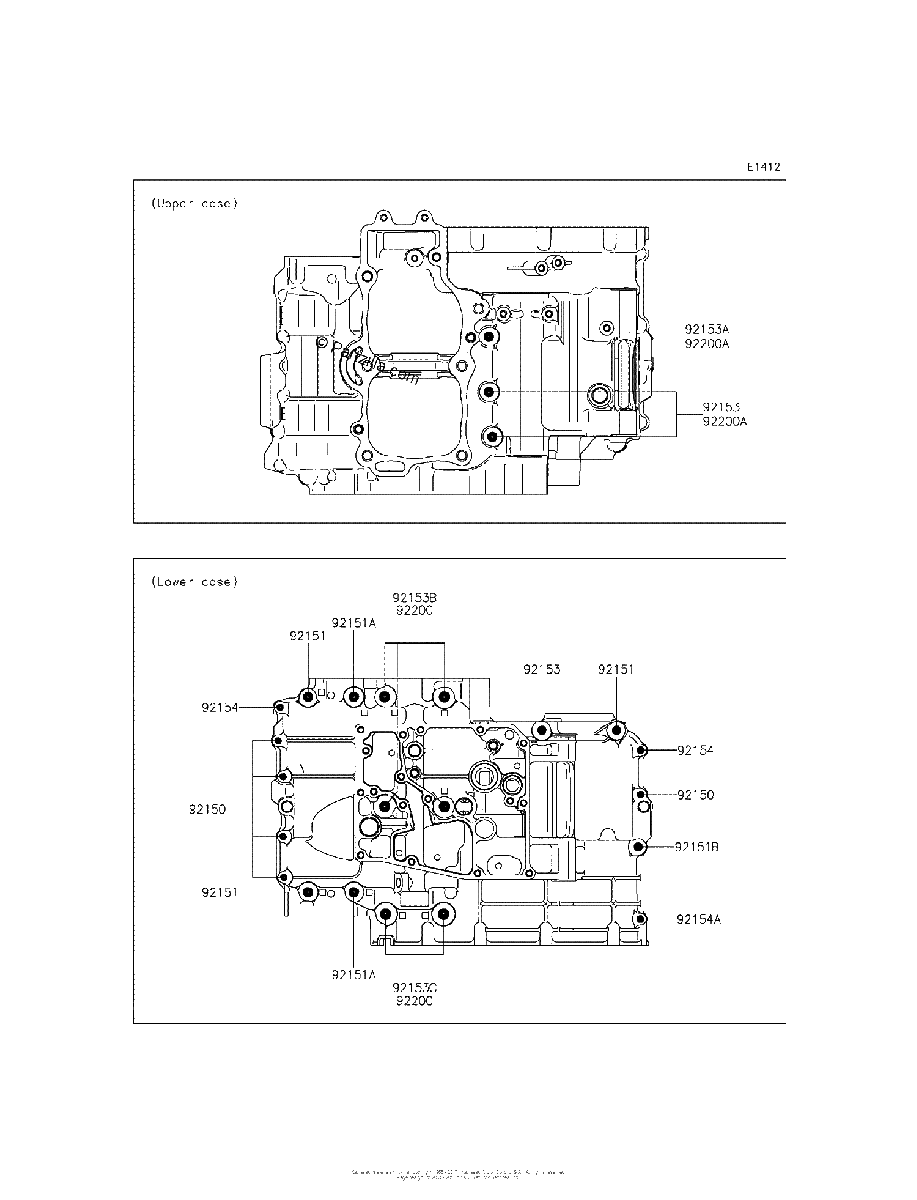 Diagrama de CRANKCASE BOLT PATTERN