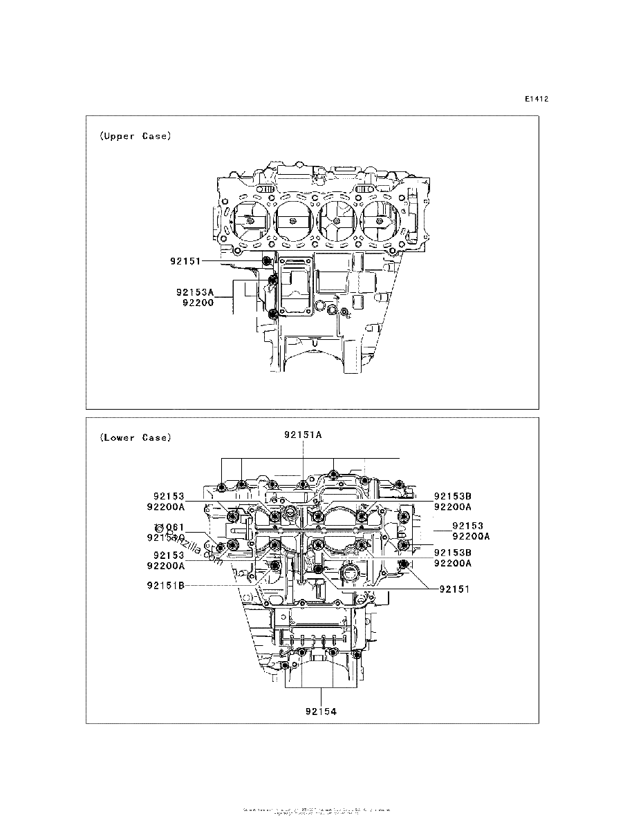 Diagrama de CRANKCASE BOLT PATTERN