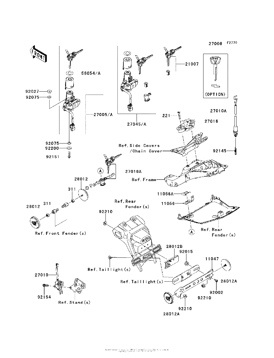 Diagrama de IGNITION SWITCH LOCKS REFLECTORS