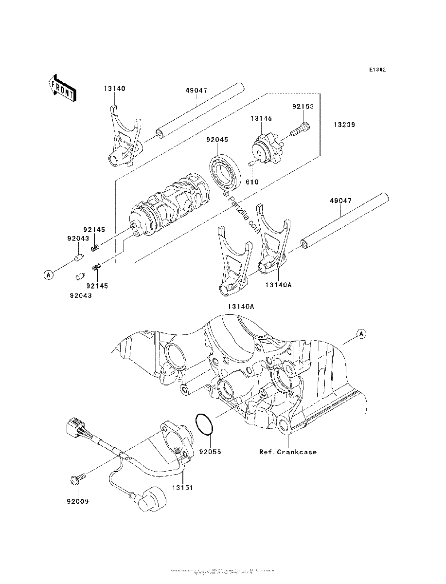 Diagrama de GEAR CHANGE DRUM SHIFT FORK S