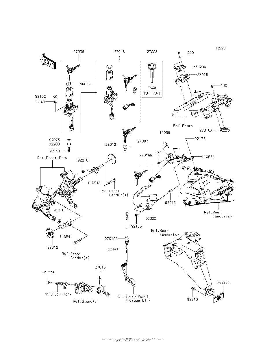 Diagrama de IGNITION SWITCH LOCKS REFLECTORS