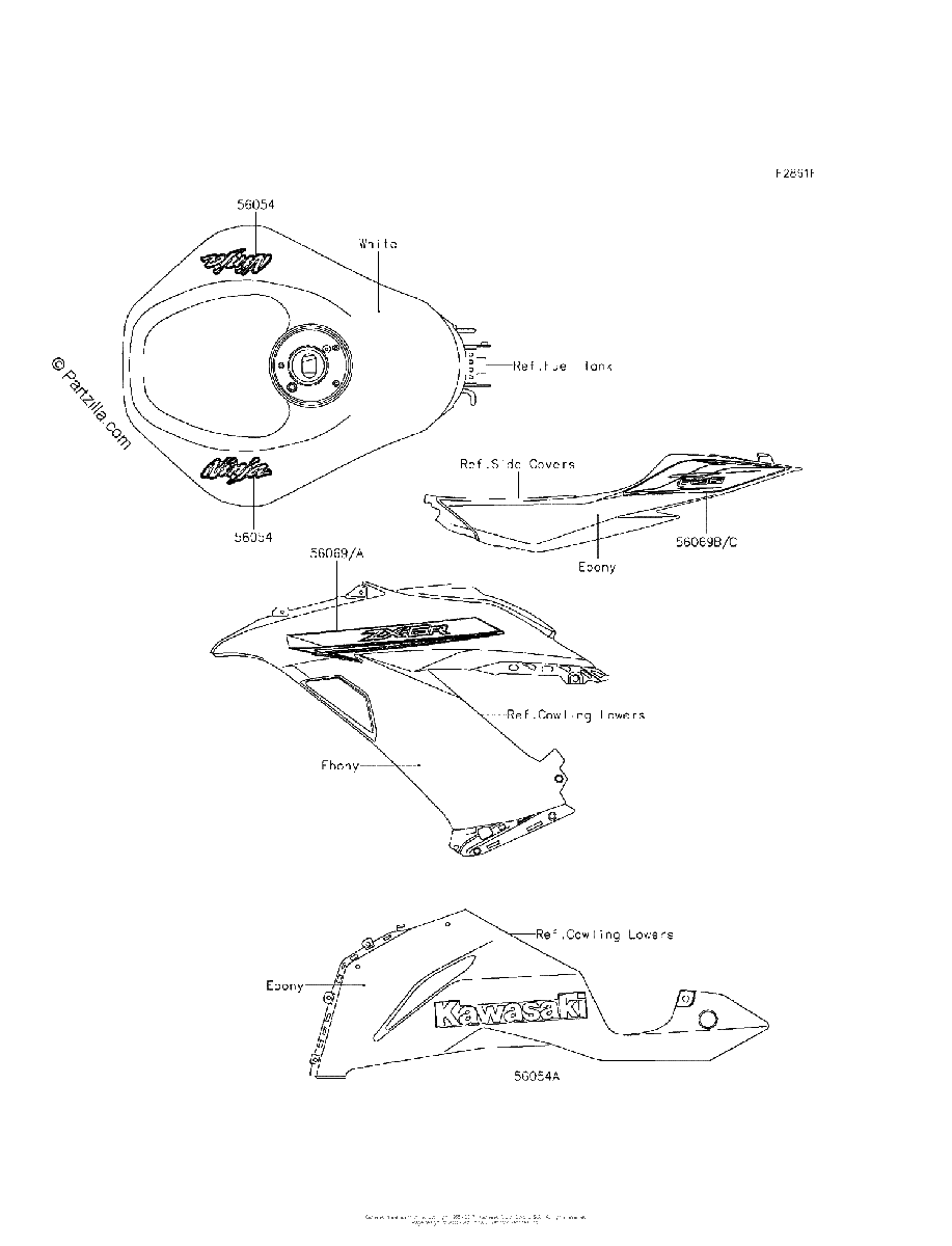 Diagrama de DECALS P F C WHITE EEF CA US