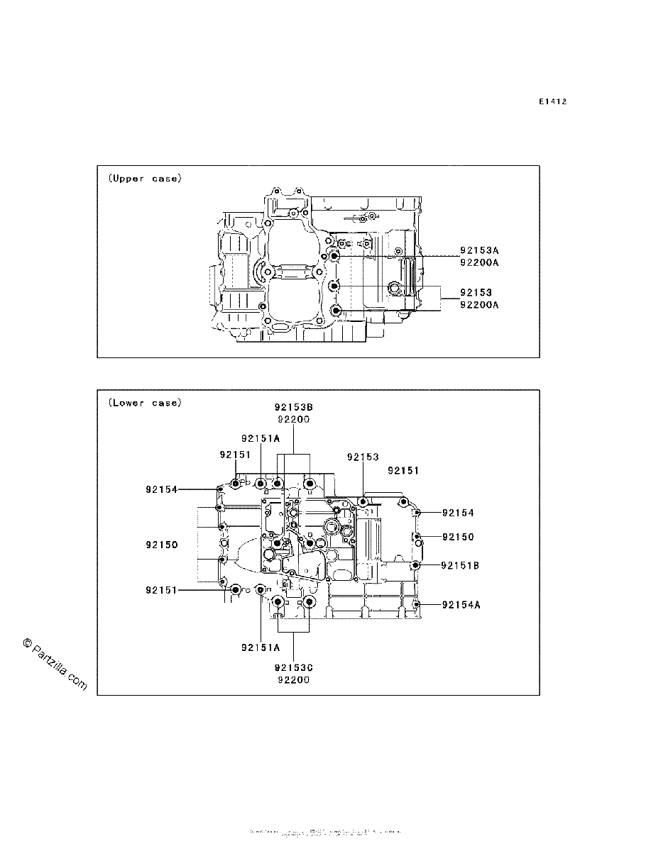 Diagrama de CRANKCASE BOLT PATTERN