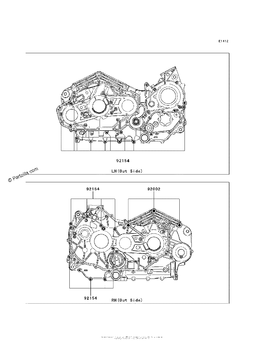 Diagrama de CRANKCASE BOLT PATTERN