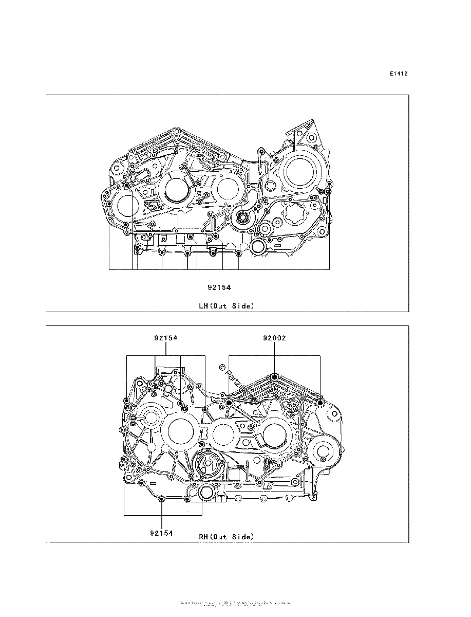 Diagrama de CRANKCASE BOLT PATTERN