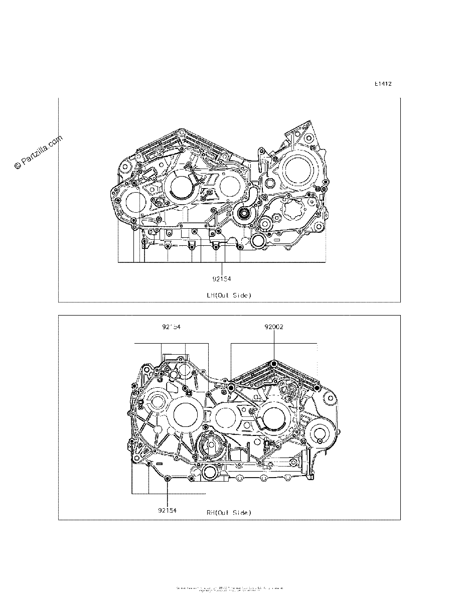 Diagrama de CRANKCASE BOLT PATTERN