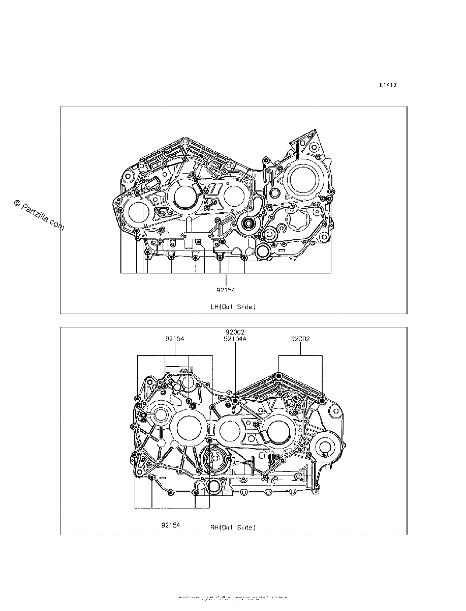 Diagrama de CRANKCASE BOLT PATTERN