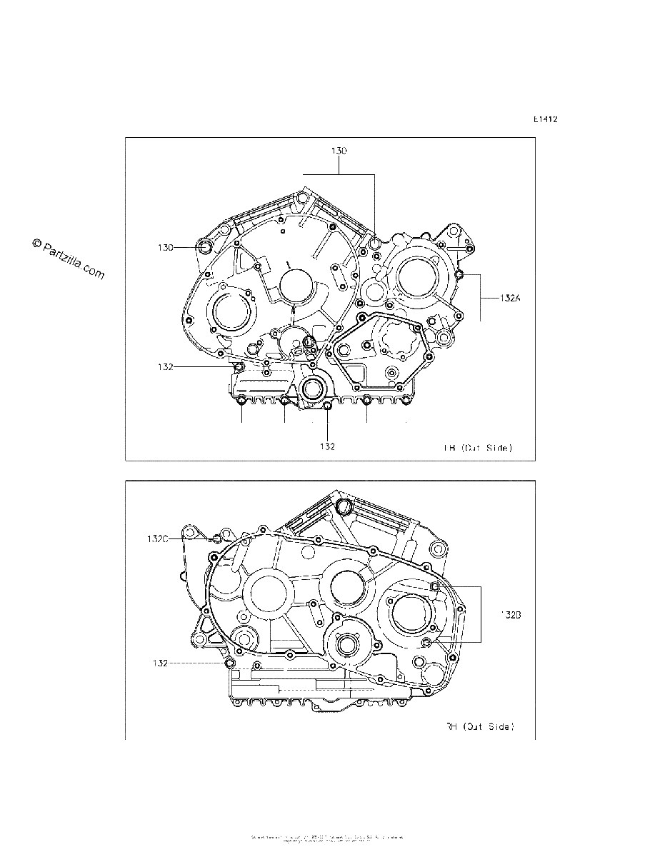 Diagrama de CRANKCASE BOLT PATTERN