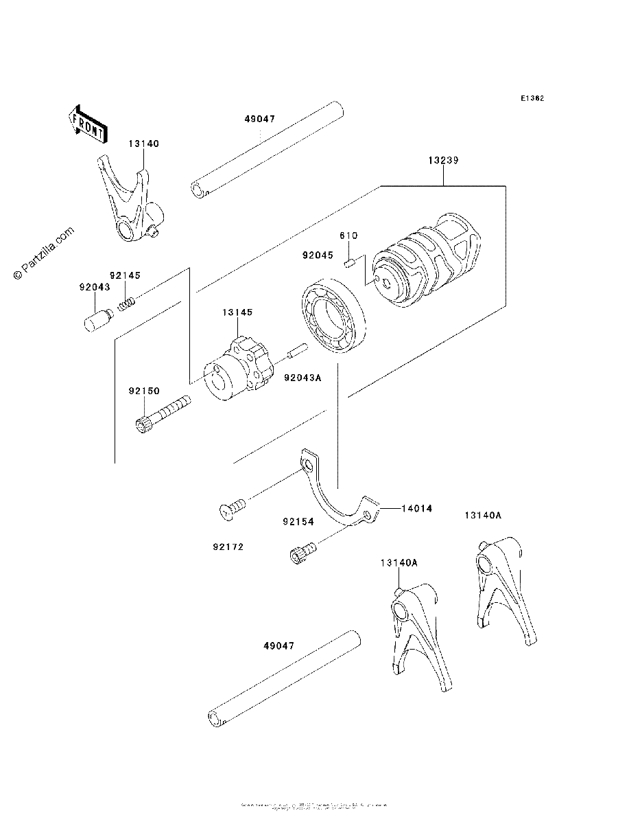Diagrama de GEAR CHANGE DRUM SHIFT FORK S