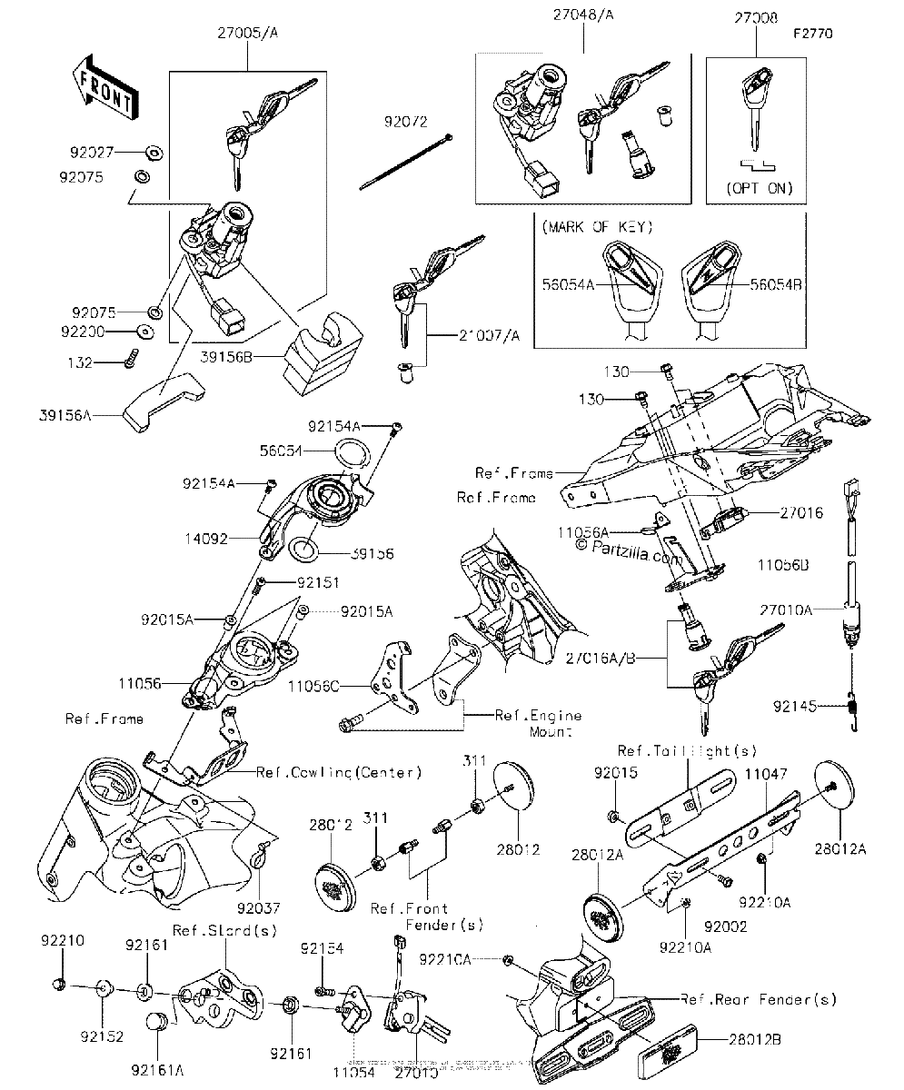 Diagrama de IGNITION SWITCH LOCKS REFLECTORS