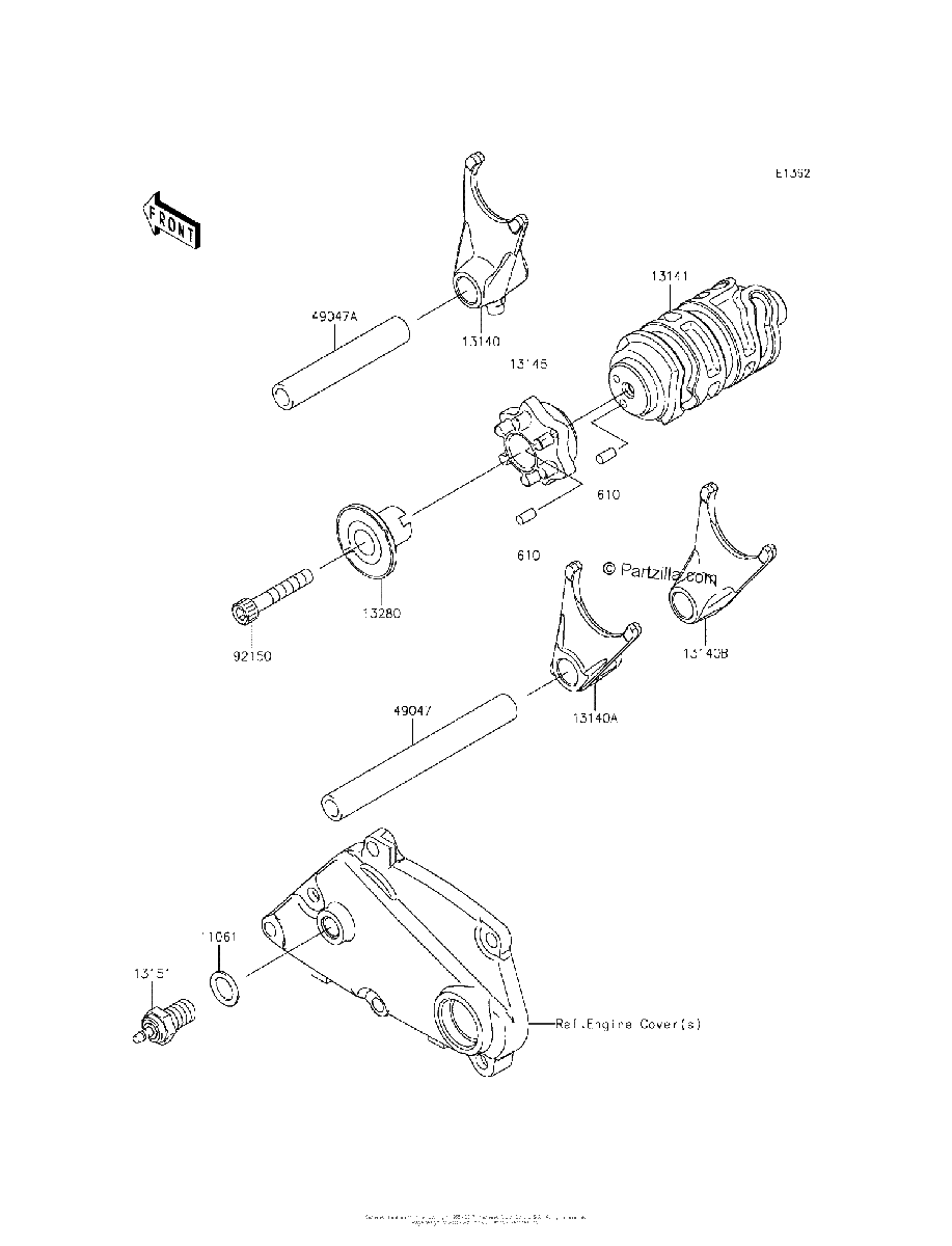 Diagrama de GEAR CHANGE DRUM SHIFT FORK S
