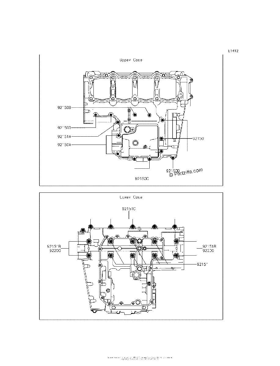 Diagrama de CRANKCASE BOLT PATTERN