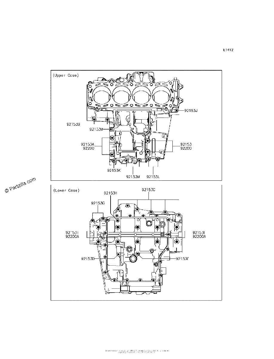 Diagrama de CRANKCASE BOLT PATTERN