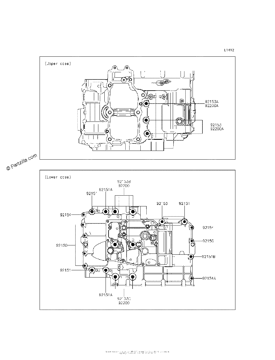 Diagrama de CRANKCASE BOLT PATTERN
