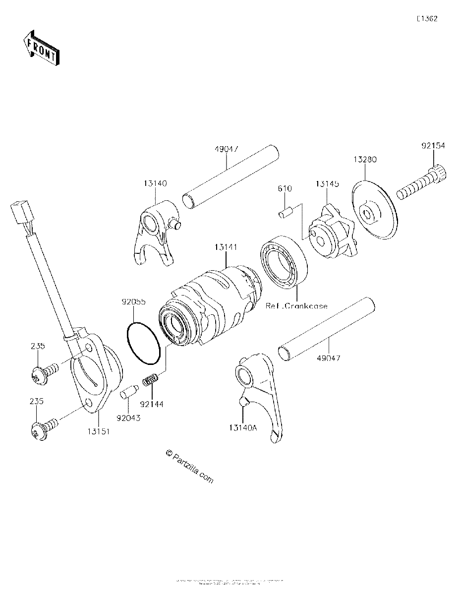 Diagrama de GEAR CHANGE DRUM SHIFT FORK S