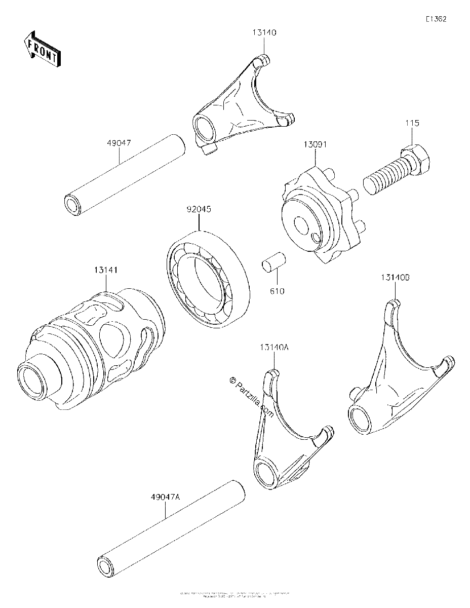 Diagrama de GEAR CHANGE DRUM SHIFT FORK S