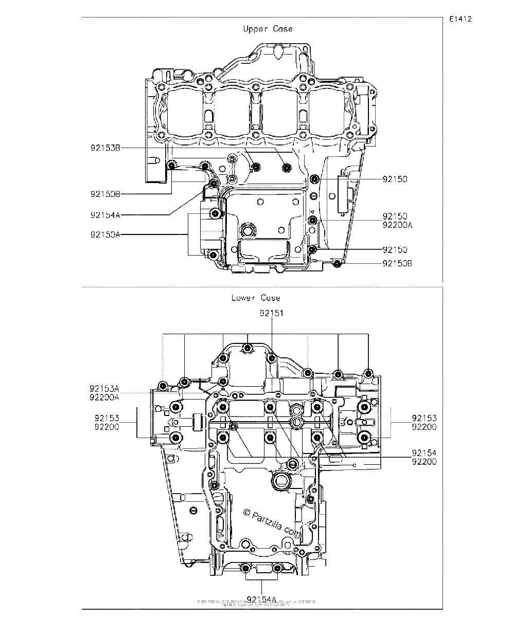 Diagrama de CRANKCASE BOLT PATTERN