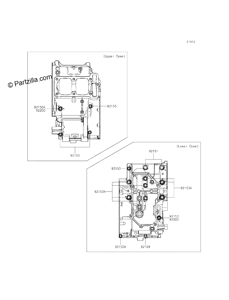 Diagrama de CRANKCASE BOLT PATTERN