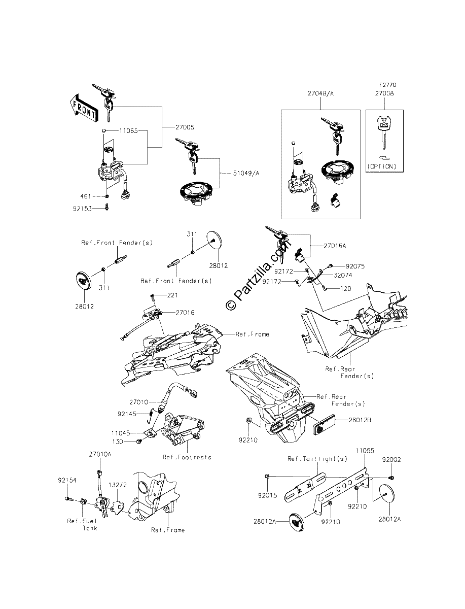 Diagrama de IGNITION SWITCH LOCKS REFLECTORS