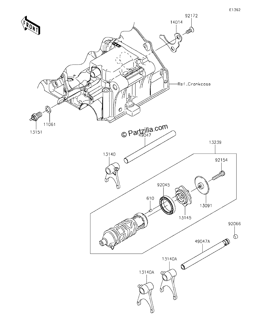 Diagrama de GEAR CHANGE DRUM SHIFT FORK S