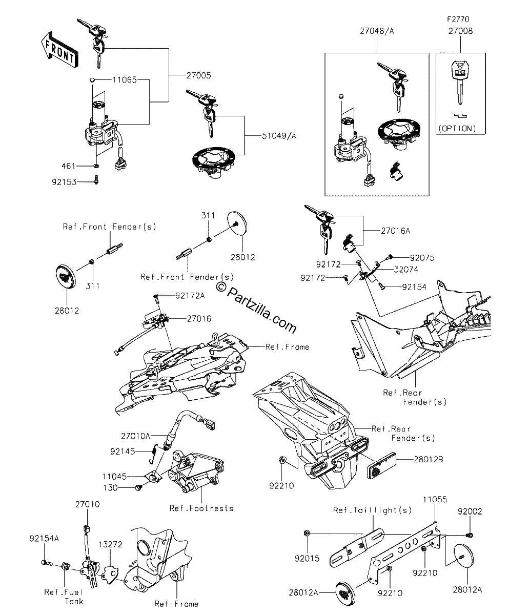 Diagrama de IGNITION SWITCH LOCKS REFLECTORS