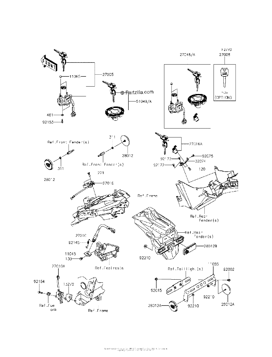 Diagrama de IGNITION SWITCH LOCKS REFLECTORS