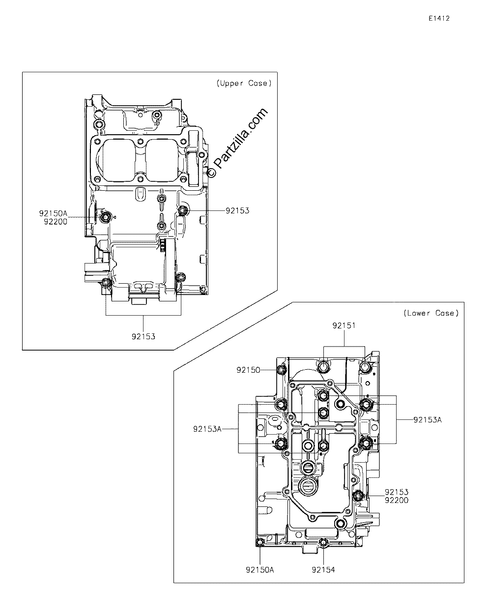 Diagrama de CRANKCASE BOLT PATTERN