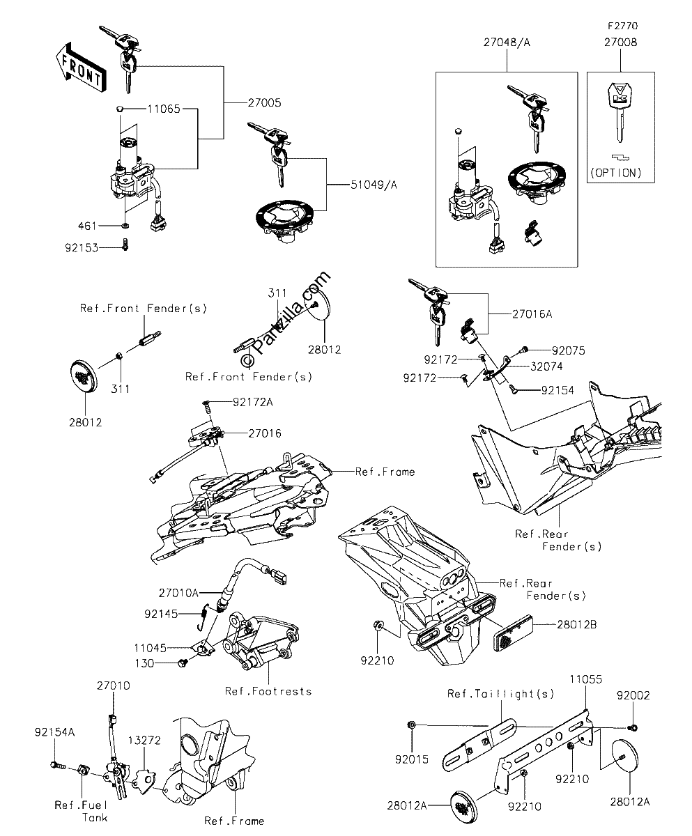 Diagrama de IGNITION SWITCH LOCKS REFLECTORS