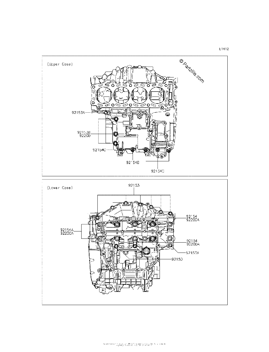 Diagrama de CRANKCASE BOLT PATTERN