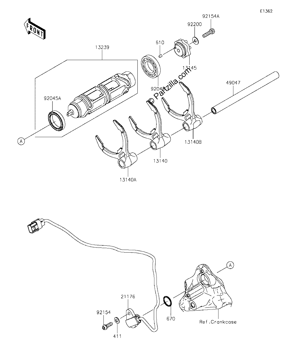 Diagrama de GEAR CHANGE DRUM SHIFT FORK S
