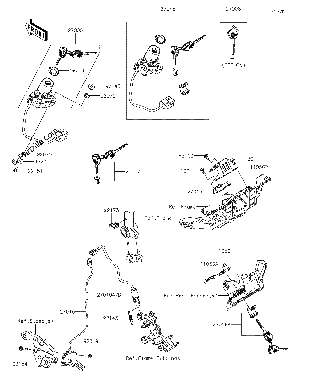 Diagrama de IGNITION SWITCH LOCKS REFLECTORS