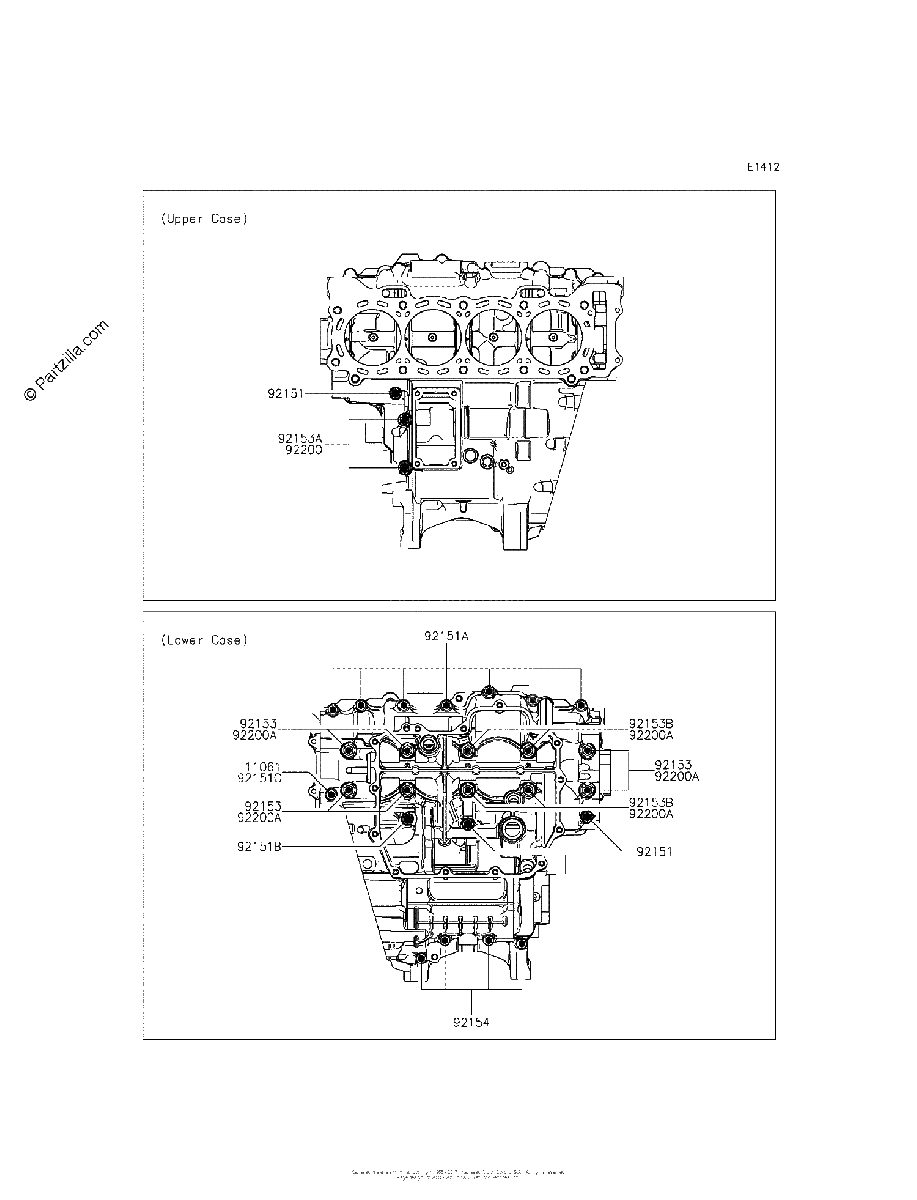Diagrama de CRANKCASE BOLT PATTERN