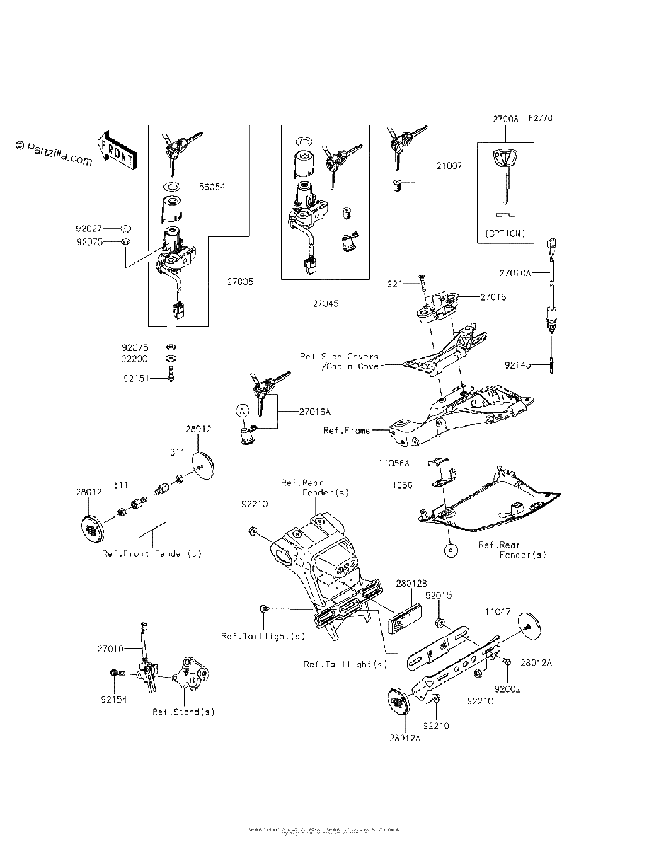 Diagrama de IGNITION SWITCH LOCKS REFLECTORS