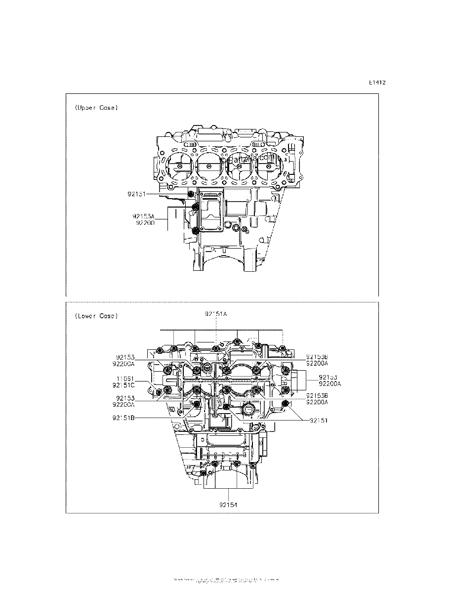 Diagrama de CRANKCASE BOLT PATTERN