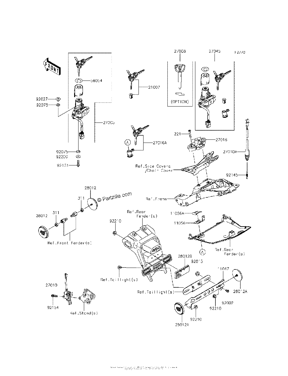 Diagrama de IGNITION SWITCH LOCKS REFLECTORS