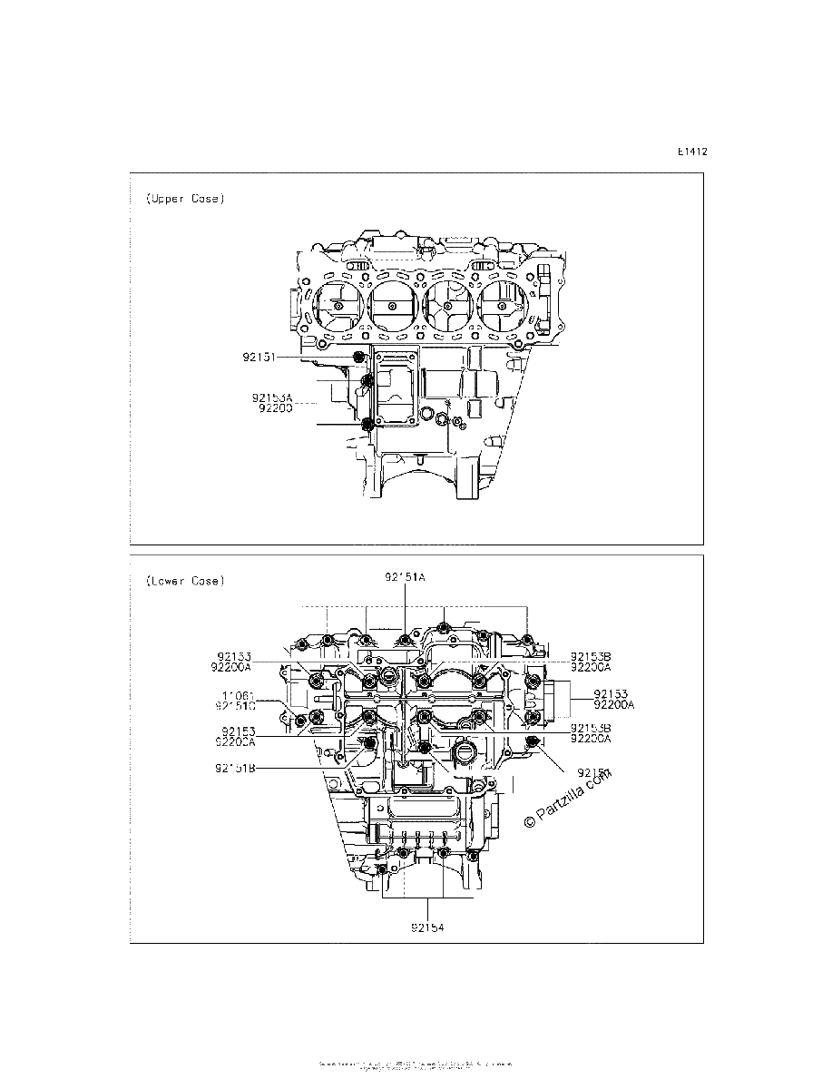 Diagrama de CRANKCASE BOLT PATTERN