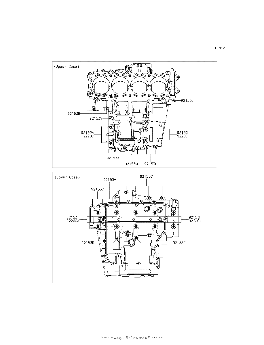 Diagrama de CRANKCASE BOLT PATTERN