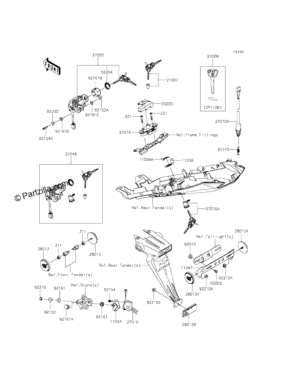 Diagrama de IGNITION SWITCH LOCKS REFLECTORS