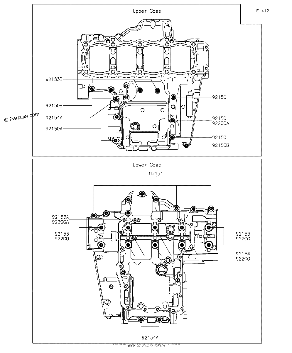 Diagrama de CRANKCASE BOLT PATTERN