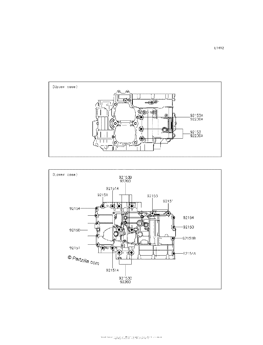 Diagrama de CRANKCASE BOLT PATTERN
